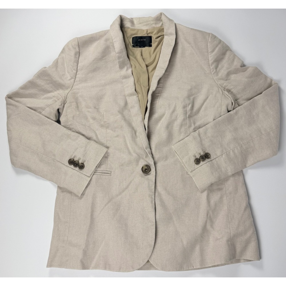 J.Crew Beige Parke One Button Blazer Re-Imagined Linen Women's 10